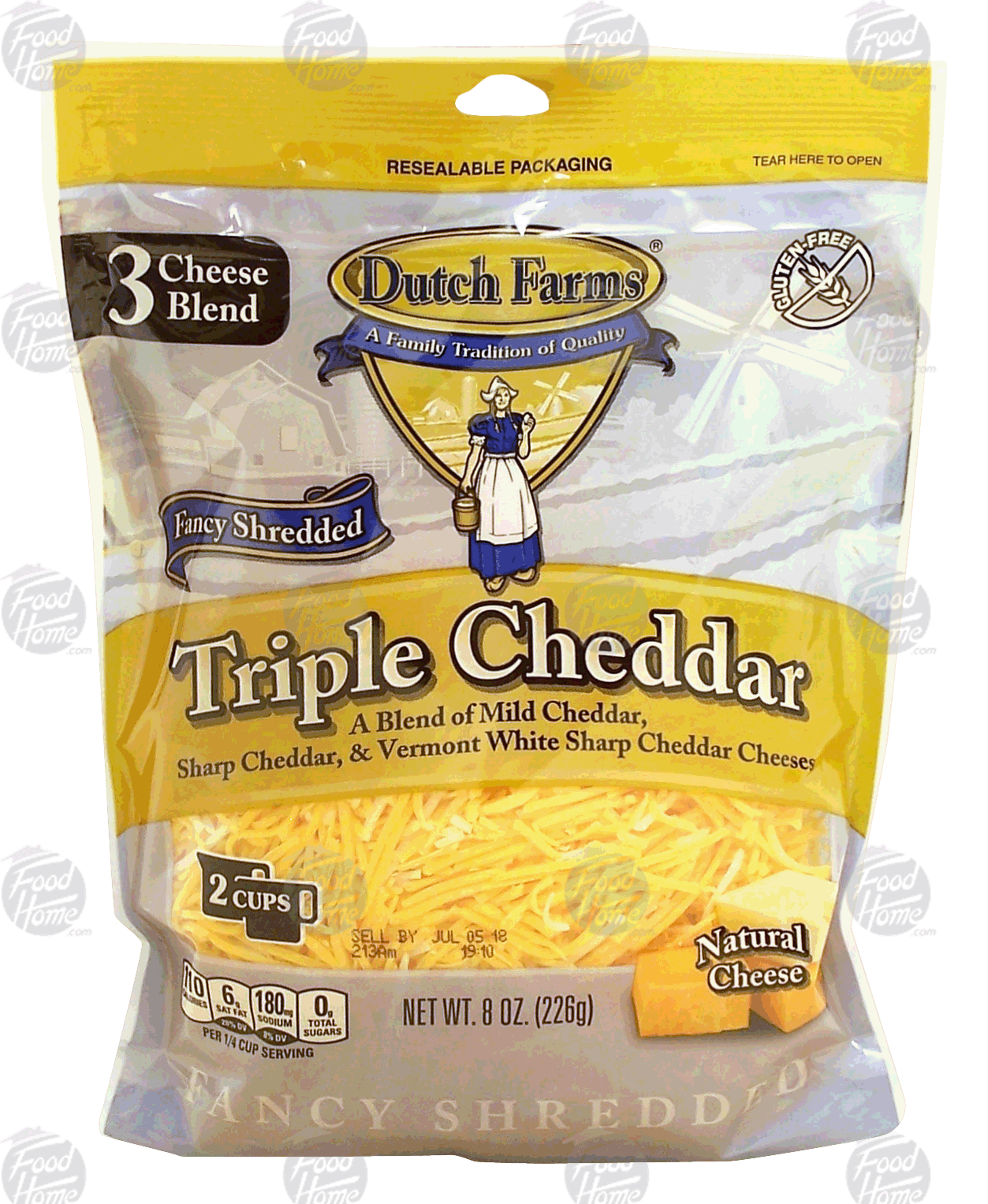 Dutch Farms Fancy Shredded triple cheddar; mild cheddar, sharp cheddar & vermont white sharp cheddar cheeses Full-Size Picture